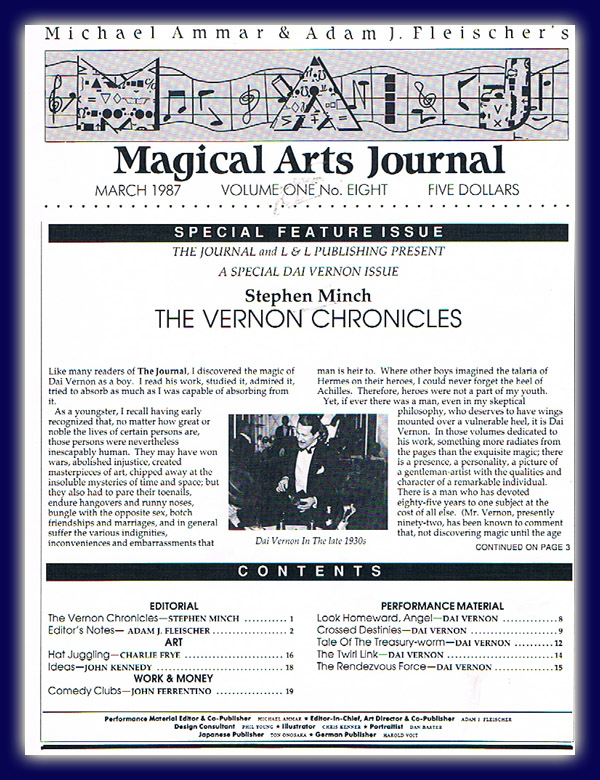 Magical Arts Journal Vol. 1, Nr. 8 Magical Arts Journal Vol. 1, Nr. 8